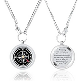 Find your path with our "Be Strong and Courageous" engraved compass locket
